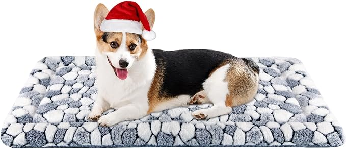 VANKEAN Dog Crate Pad Bed Mat Reversible (Warm& Cool), Soft Pet Sleeping Mat Dog Bed for Crate Suitable for Small to XX-Large Dogs and Cats, Machine Washable Crate Beds, Grey Stone Pattern