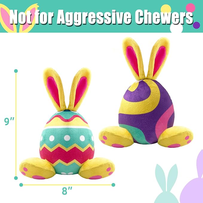 2 Pack Easter Dog Toys, Plush Squeaky Dog Toys, Bunny Shape Stuffed Soft for Small Medium and Large Dogs - Yellow, Only Suitable for Pet Use