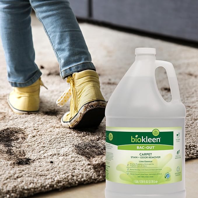 Biokleen Bac Out Enzyme Cleaner, Stain & Pet Odor Eliminator, Lime Scent | Pet Stain Remover for Carpet, Enzymatic Cleaner for Dog Urine, Cat Urine Enzyme Cleaner Destroyer, Eco-Friendly, Non-Toxic