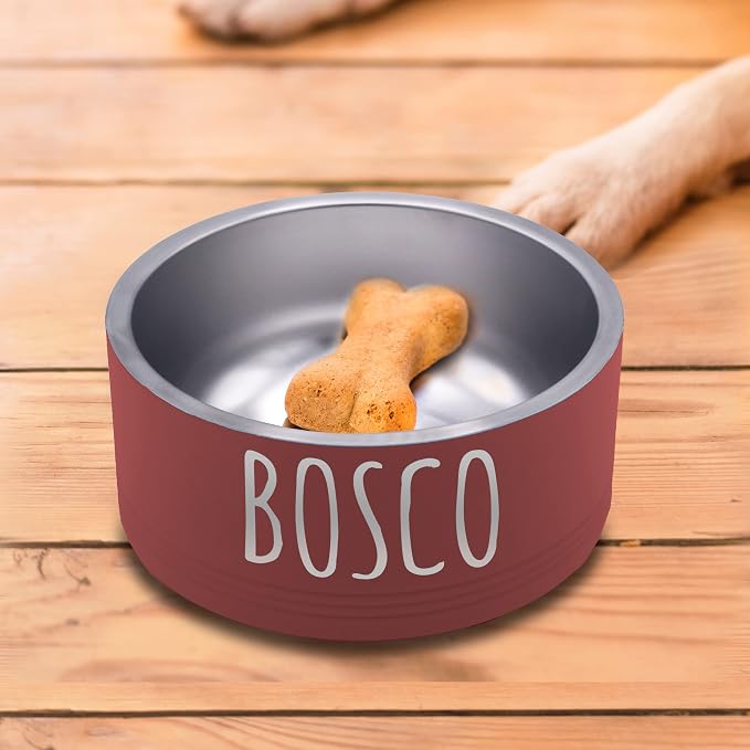 My Personal Memories Custom Personalized Stainless Steel Dog or Cat Bowl for Water and Food - Engraved Pet Bowl with Non Slip Bottom (Small - 18 Ounces, Red)