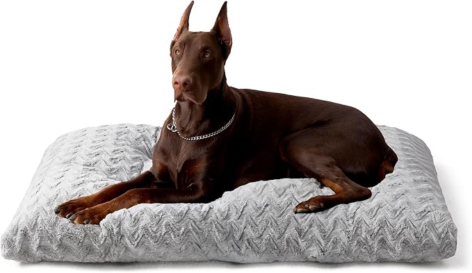 EHEYCIGA Washable Dog Bed for Crate 44x32 Inch, Anti-Slip XL Plus Kennel Pad for Extra Large Dogs Up to 85 lbs, Plush and Comfy Pet Sleeping Mat, Grey