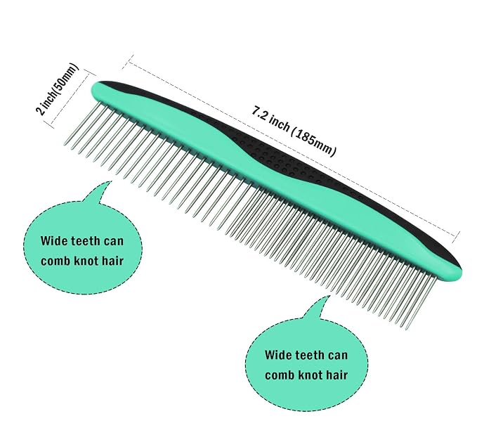 pain free bristle Self Cleaning Slicker Brush + FREE 7.5" Steel Comb for Small, Medium，Large dogs and cats,Easy to Clean Shedding Removes Mats Tangles and Loose Hair
