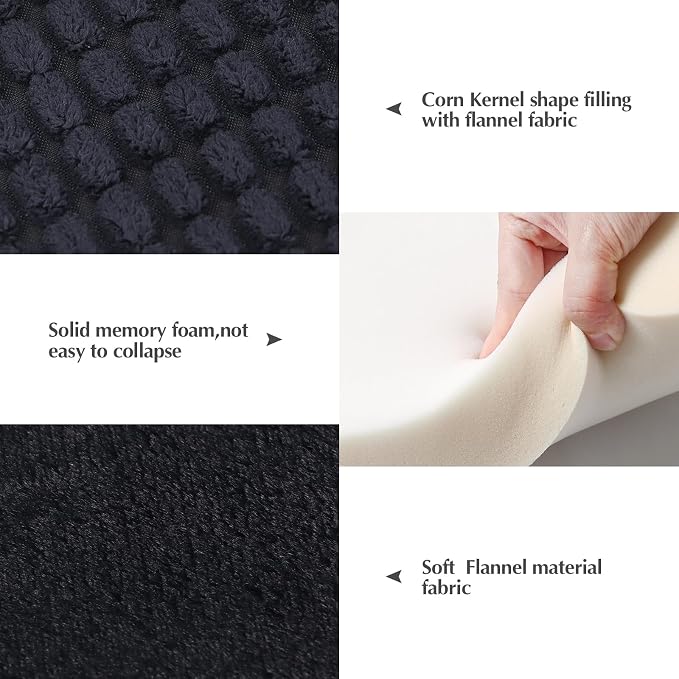 BVAGSS Reversible Dog Crate Pad, Memory Foam Pet Bed Mat, Soft Warm Machine Washable Sleeping Kennel Mattress for Small Medium Dogs XH079 (21''x13''x1.6'',Dark Grey)