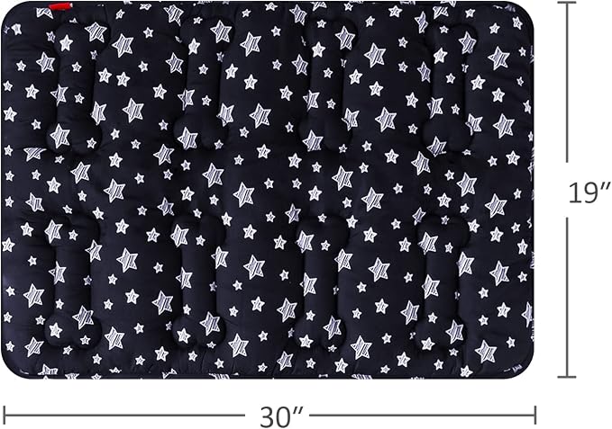 Dog Crate Mat (30" X 19") 2 Pack, Soft Dog Bed Mat with Cute Prints, Personalized Dog Crate Pad, Anti-Slip Bottom, Machine Washable Kennel Pad, Black