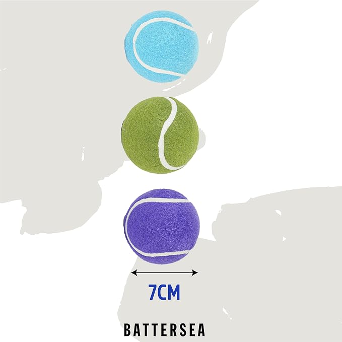 Rosewood Battersea Tennis Balls, Dog Toys, Blue & Green, 6.5cm x 6.5cm