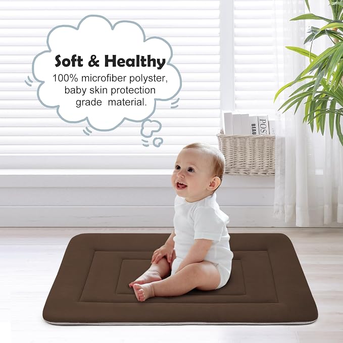 Dog Bed Soft Dog Crate Bed Pad Mat, 48 in Non Slip Bottom Washable Beds for Extra Large Dogs, Pet Bed Mattress Kennel Pad, Dark Brown