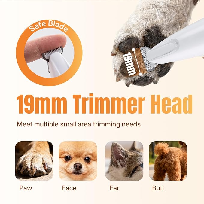 Mcbazel 2 in 1 Pet Micro Precision Trimmer & Nail Grinder, Multifunctional Rechargeable Pet Shaver Hair Nail Trimmer with LED Light for Paws Eyes Ears Face Buttocks for Large/Small Dogs and Cats