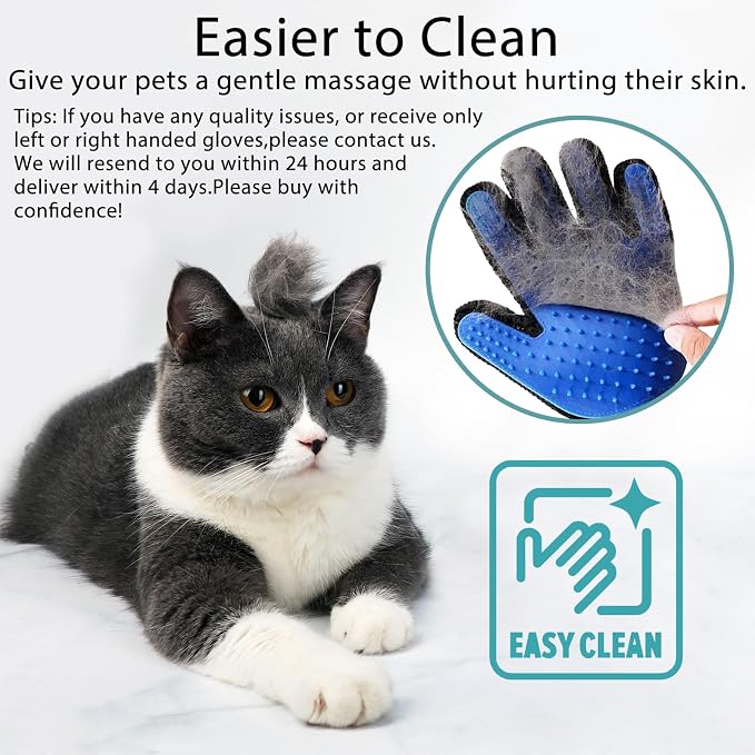Cat Grooming Glove Brush, Pet Hair Remover Tool, 1 Pair Reusable Dog Hair Fur Remover for Carpet, Furniture, Couch, Clothes, Eco-Friendly and High efficiency (Blue) | Reusable Dog Hair Fur Remover for Carpet, Furniture, Couch, Clothes, Eco-Friendly and...