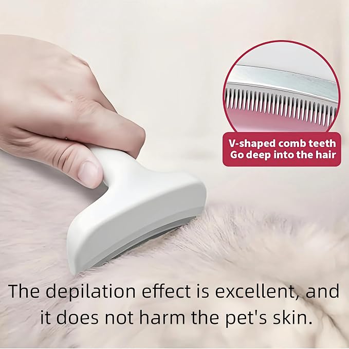 Pink Large Dog Shedding Brush, Tight V-Tooth Pet Brush with Ergonomic Design Comfort Grip, Professional Dogs Deshedding Tool for Tiny Breeds and Cats