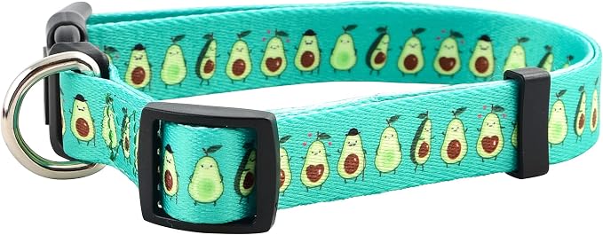 Native Pup Flower Dog Collar, Adjustable Small Medium Large, Cute Girl Female Summer Spring Pretty Designer Puppy Essentials Accessories, Pink Floral Blue Daisy Rose (Large, Avocado)