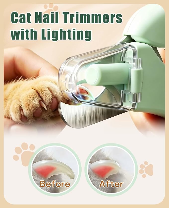 Silent Groom Pro Nail Grinder 2-in-1 Cat Nail Clipper with Light | Also Suitable for Nail Grinding for Small Dogs and Other Small Pets