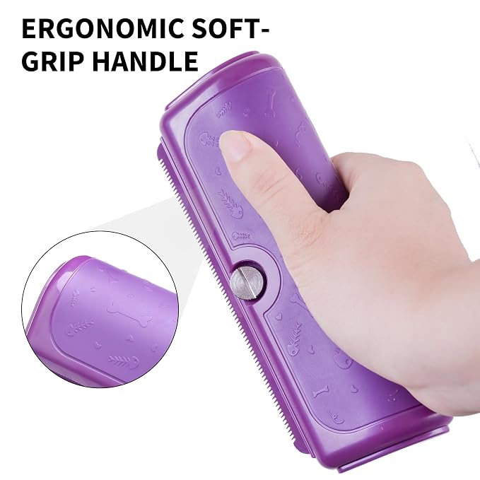 Dog and Cat Deshedding Brush, Purple | For dog and cat grooming, replaceable shedding blade, helps remove loose fur from short and medium coats