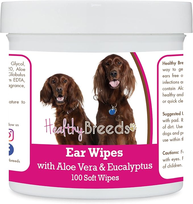 Healthy Breeds Irish Setter Ear Cleaning Wipes with Aloe & Eucalyptus for Dogs 100 Count