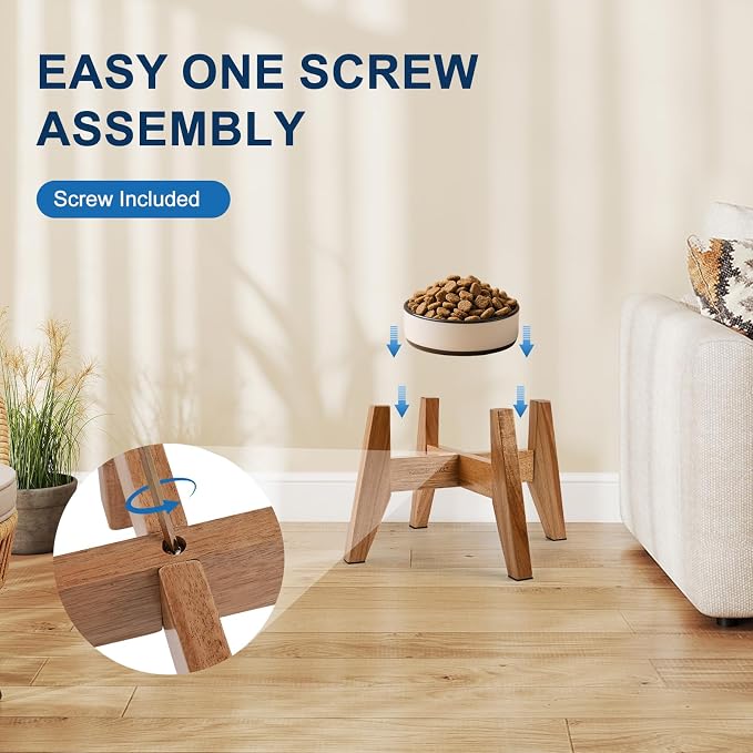 RAINBLELAND Elevated Dog Bowl Stand for Small Dogs, 7" Wood Stand, 2 Pack | Premium acacia wood stand fits most 7" bowls. Set of 2 stands for small dogs. Bowls not included