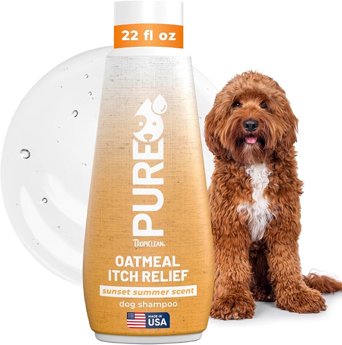 TropiClean Pure Oatmeal Dog Shampoo for Itchy Skin Relief, 22oz