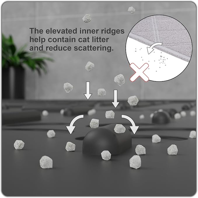OHMO XXL Cat Litter Mat, 37.5x25.2 Black, Premium Silicone Rubber, Waterproof & BPA-Free, Traps Litter, Easy to Clean, Keeps Floors Tidy