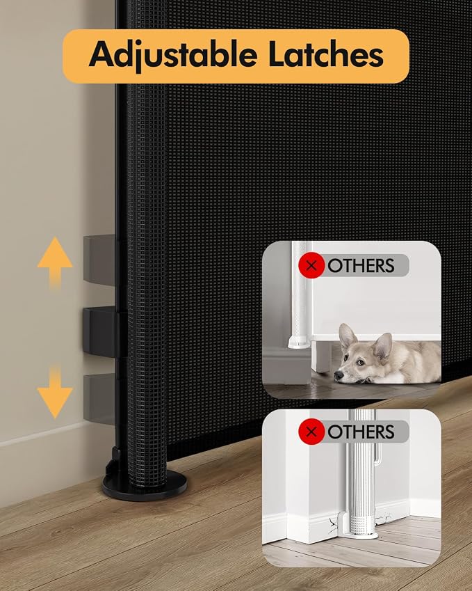 (2 Pack) Retractable Baby Gate for Stairs & Doorways,55" Wide x 33.6" Tall Easy Installation Mesh Dog Gate for Indoor & Outdoor Use,Pet and Dog Safety Gate for Hallways(Black)