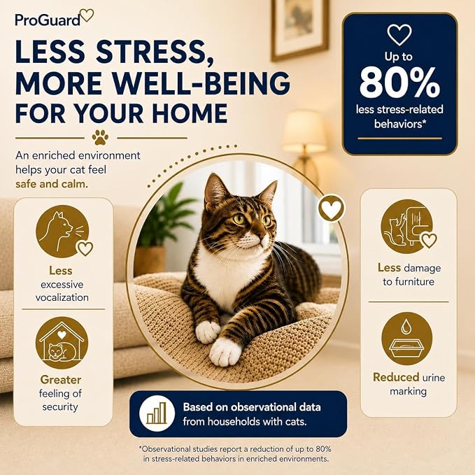 ProGuard® Cat Calming Diffuser Refill 6 Pack Cat Calming Pheromone Diffuser Refill Cat Plug in Pheromones Cat Stress Diffuser Cat Pheromones Calming for Cats Anxiety and Stress 48ml Vial-180 Days