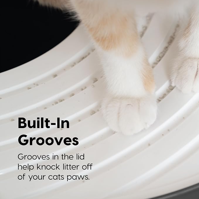 IRIS USA Large Cat Litter Box with Lid, Top Entry Design, Covered Enclosure, Dog Proof, Litter Scatter Control, Odor Reducing, Includes Scoop for Indoor Cats & Kittens, Gray/White, Made in the USA