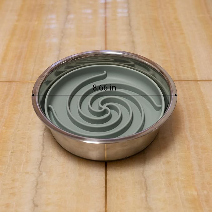 Bifeaw Slow Feeder Dog Bowls, Dishwasher Microwave Safe Silicone Puppy Puzzle Bowl with Non-Slip Design for Eating (Grey Green)