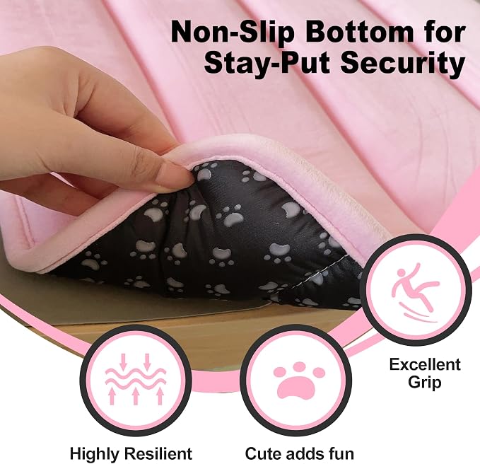 pobopobo Dog Crate Pad, Ultra Soft & Anti-Slip Kennel Mat, Secure Fit for Metal Crates & Dog Cages, Washable Cozy Bed for Small Medium Large Dogs (Pink, M(28"*16"*1.5"))
