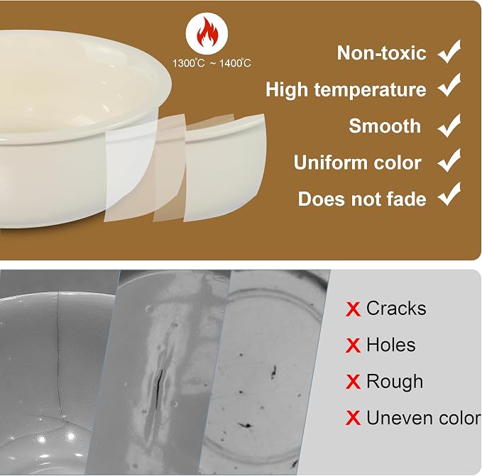 Ceramic Replacement Dog Bowls for Wordcam SS01 Model, 6.9"X2.6", Beige | Food and Water Bowl Set, for Small Medium Cats, Pet Feeding Dishes for Dogs 20-35lbs, Thicker Ceramic, Anti-Skid, 28Oz/800ML