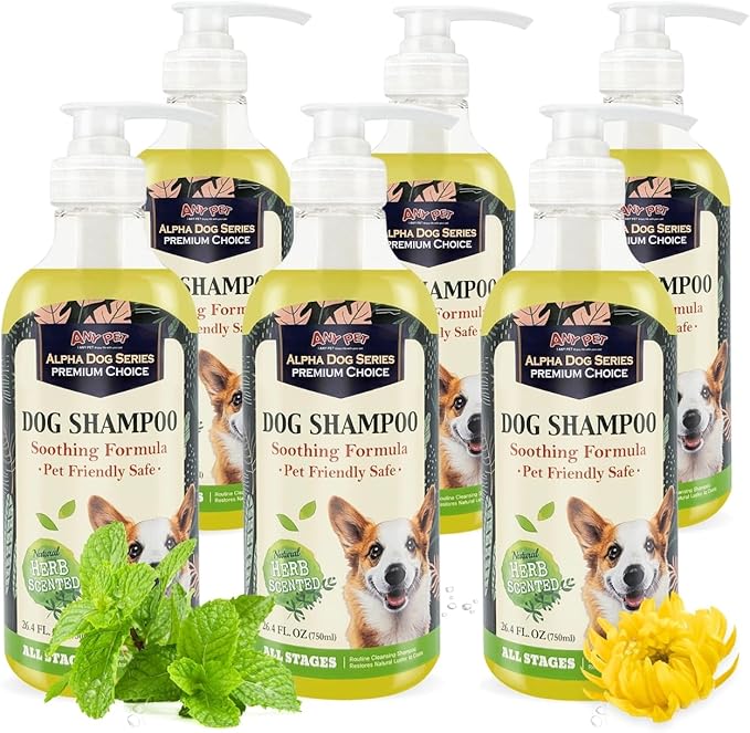 Grooming Natural Herbal Dog Shampoo, pH Balanced Shampoo for Dogs, Moisturizing Soothing Dog Shampoo for Sensitive Skin - 26.4 fl. oz. (Pack of 6)