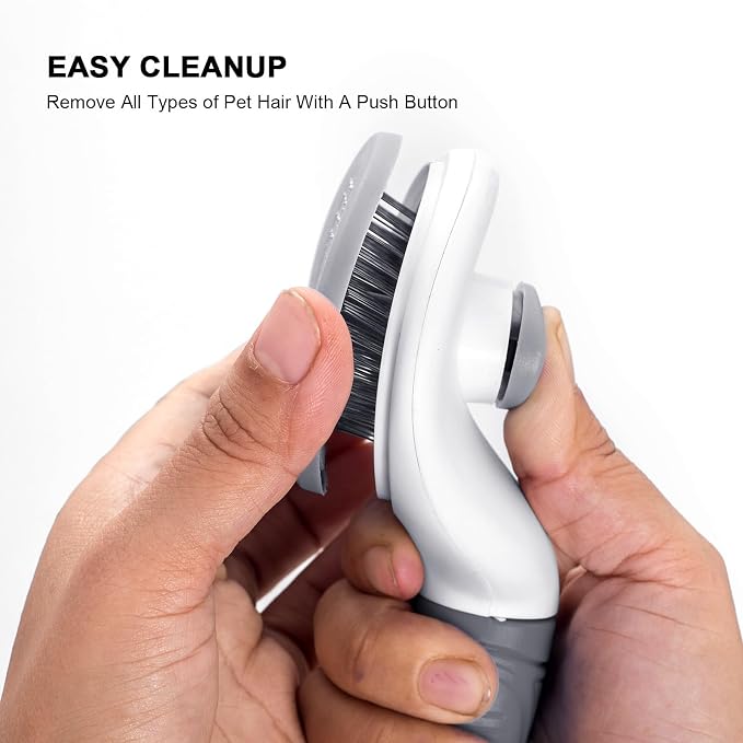 Aogeili Self-Clean Slicker Brush, Deshedding Comb for Dogs Cats Rabbits | One-Click Release Removes Loose Undercoat, Mats & Tangles, for Long & Short Hair Shedding Pets