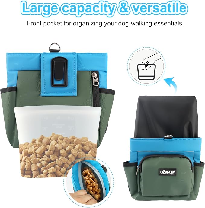 LIOPARD Dog Treat Pouch, Training Bag for Pet Walking, Pet Treat Bag with Silicone Liner, Magnetic Closure with Clicker and Belt Clip, 4-Cup Dog Treats Pouch for Outdoor Training (yellow)