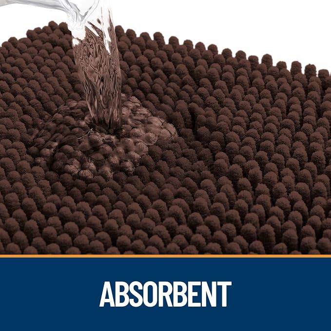 OLANLY Dog Door Mat for Muddy Paws 59x24, Super Absorbent Chenille Mud Mat | Brown, Absorbs Moisture and Dirt, Non-Slip Machine Washable Doormat, Quick-Drying Indoor Entryway Floor Carpet for Dogs