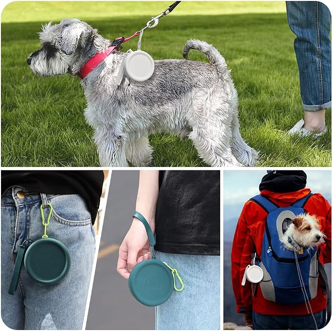 Silicone Dog Treat Pouch Small Bag,2PCS Pet Walking Bag for Dog and Cat,Pocket Size,Easy to Clean,Odorless,Zipper Design,Moisture-Proof,Travel Walking Bag,Portable Training Bag(Drak Green&White)