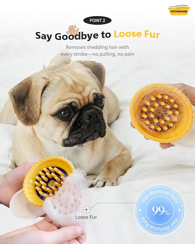 PETHROOM Silicone Cat Brush for Shedding – Gentle Grooming & Relaxing Massage, Light Deshedding Tool, Removes Loose Fur & Dander, Safe for Sensitive Skin, Cats, Dogs & Rabbits