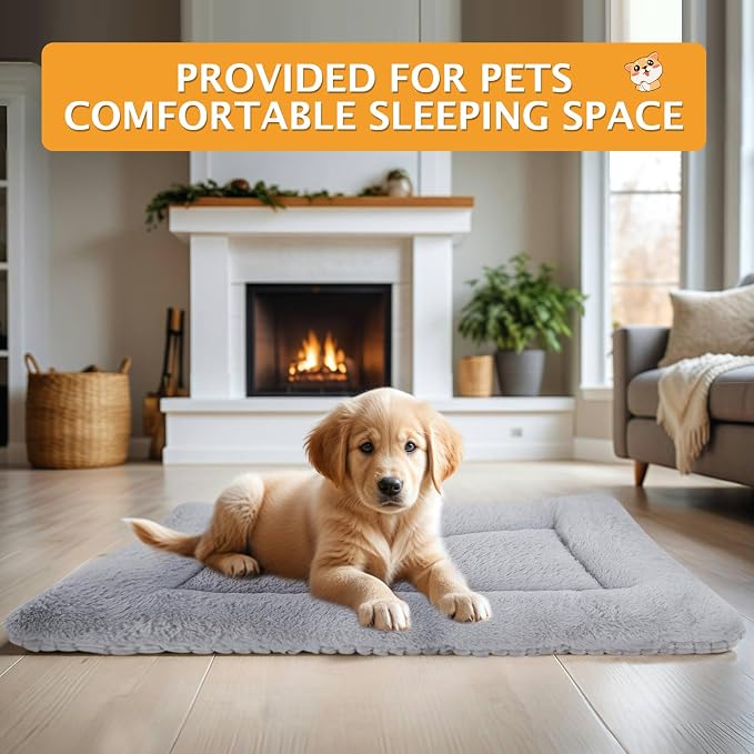 Reversible Dog Bed Mat with Plush and Corn Velvet,Soft Warm Pet Cushion, Dual Purpose Washable Sleeping Mattress Bed for Small Medium Large Dog and Cat XB004 (36"x23", Solid Grey)