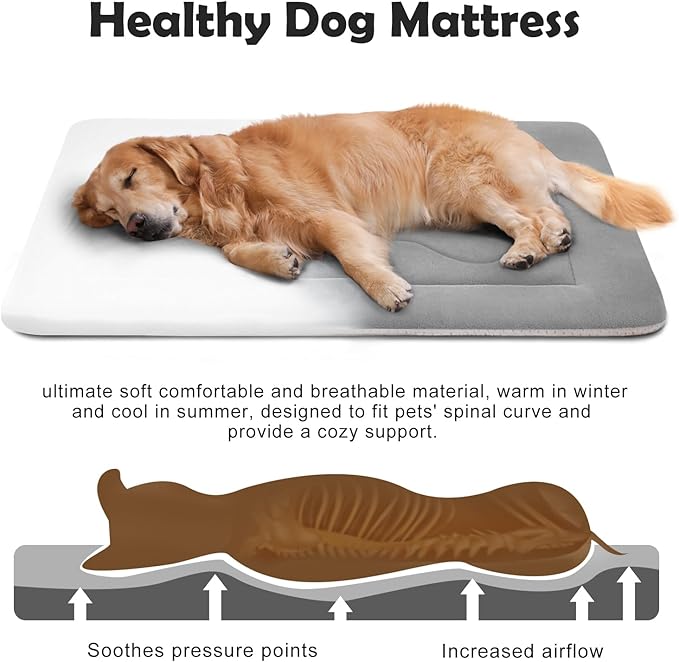 Dog Bed, 36 in Non-Slip Mattress, Soft Fleece Plush Material, Washable, for Medium/Large Dogs, Cat Bed Kennel Pad, Clay Gray