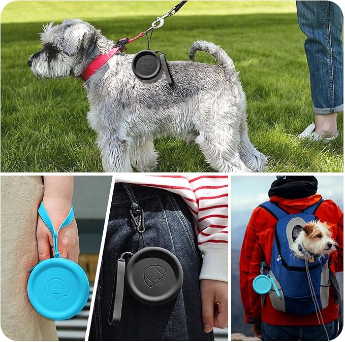 Silicone Dog Treat Pouch Small Bag,2PCS Pet Walking Bag for Dog and Cat,Pocket Size,Easy to Clean, Odorless, Zipper Design,Moisture-Proof,Travel Walking Bag,Portable Training Bag(Lake Blue&Black)
