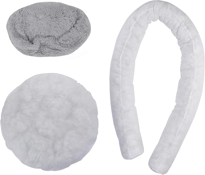 Donut Dog Bed Calming Ultra Soft Shag Faux Fur Dog Bed Comfortable Donut Cuddler for Dogs and Cats,Self Warming and Washable (30 Inches, Grey)