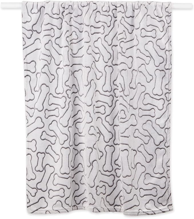 Bone Dry Embossed Bone Collection, Pet Blanket, 36x48, Black