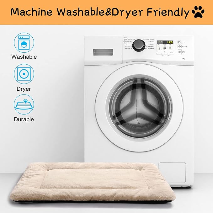Dog Crate Pad Washable Dog Bed for Crate Medium Cozy Mat 36-Inch Cream | Ultra Soft Kennel Pad,Anti-Slip Bottom,Fits for Most Metal Crates,Comfortable Sleeping Pet Mat