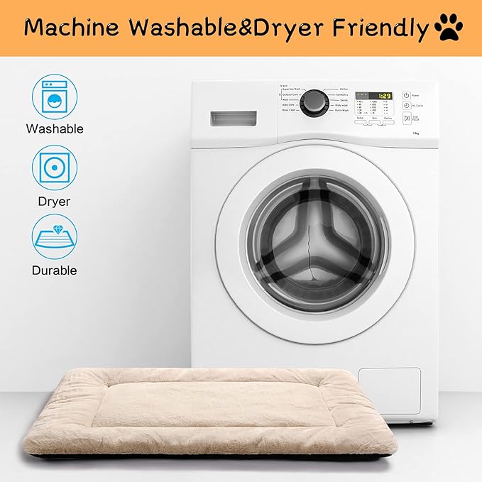Dog Crate Pad Washable Dog Bed for Crate Small Cozy Mat 22-Inch Cream | Ultra Soft Kennel Pad,Anti-Slip Bottom,Fits for Most Metal Crates,Comfortable Sleeping Pet Mat