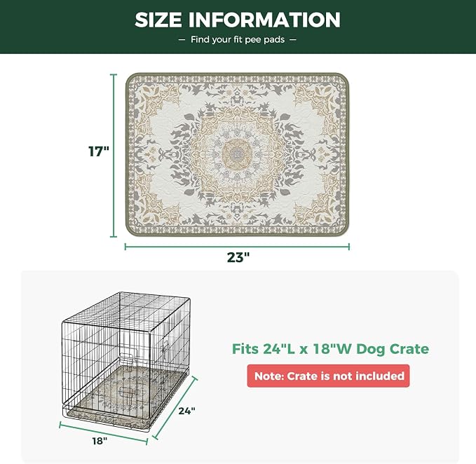FXW Washable Pee Pads for Dogs, Super Absorbent, 17" x 23", 2 Packs | Machine washable, Non-slip backing