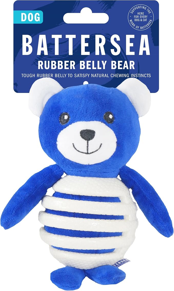 Rosewood Battersea Rubber Belly Bear, Multi Texture Dog Toy, 15cm x 21cm