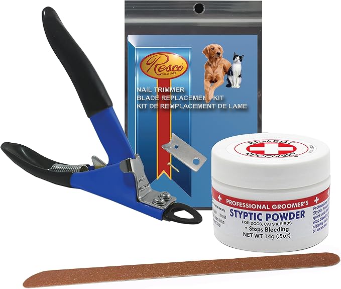 Resco Deluxe Dog Nail Clippers - Professional USA-Made Guillotine Trimmer - Heavy Duty Steel - Small/Medium Kit