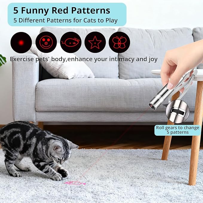 Waputne Cat Toy for Indoor Cats, USB Rechargeable Kitten Toys with 7 Adjustable Patterns, Interactive Chase Toys for Indoor Cats & Dogs, Training & Exercise Fun