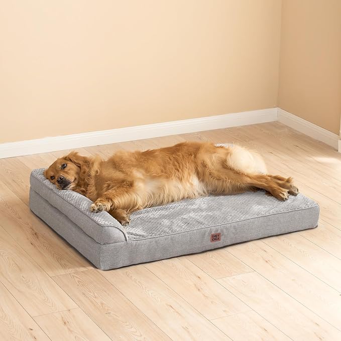 EHEYCIGA Extra Large Dog Bed Othorpedic 44x32x6.5, Memory Foam XL Dog Bed with Washable Removable Cover, Waterproof Pet Sofa Couch XLarge Size Dogs with Nonskid Bottom, Grey