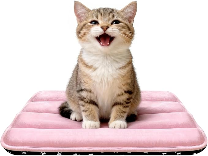 pobopobo Dog Crate Pad, Ultra Soft & Anti-Slip Kennel Mat, Secure Fit for Metal Crates & Dog Cages, Washable Cozy Bed for Extra Small Dogs & Cats (Pink, XS(18"*12"*1.5"))