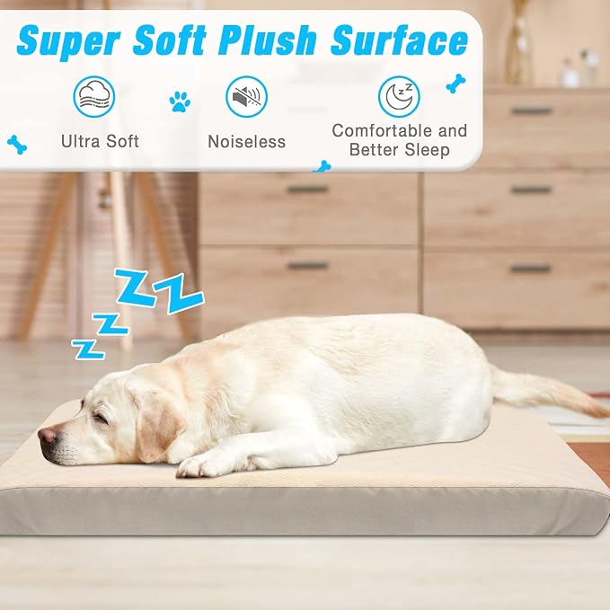 Dog Bed Covers Replacement Washable 100% Waterproof Dog Bed Sheets, Soft & Noiseless Pet Bed Cover 2 Pack 44" x 35" Beige