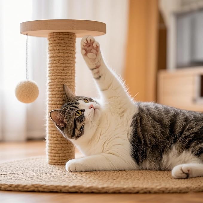 Sisal Rope for Cat Scratcher 1/4" 50 Ft Cat Tree Rope Twine for Repairing Cat Scratching Post Replacement DIY Hemp Rope for Carpet Mat Kicker House, Pet Toy, and Crafts Gardening Home Decorating