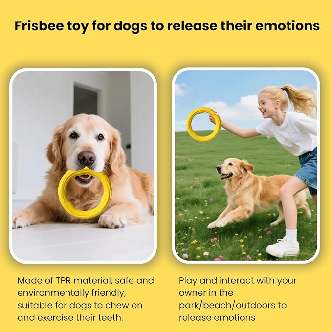 Indestructible Dog Ring Toy, Rubber Soft Dog Chew Toys, Small Medium Large Dogs Frisbee for Aggressive Chewers,Suitable for Tossing, Pulling Training-6.69in Flying Disc (1 Ring)