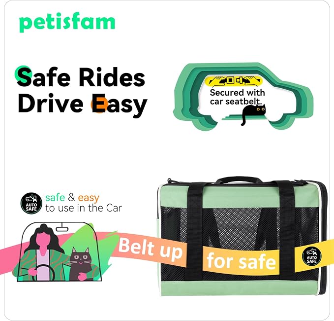 Easy Load Pet Carrier for Large, Medium Cats, 2 Cats and Small Dogs with Comfy Bed. Easy to Get Cat in, Escape Proof, Easy Storage, Washable, Safe and Comfortable for Vet Visit and Car Ride