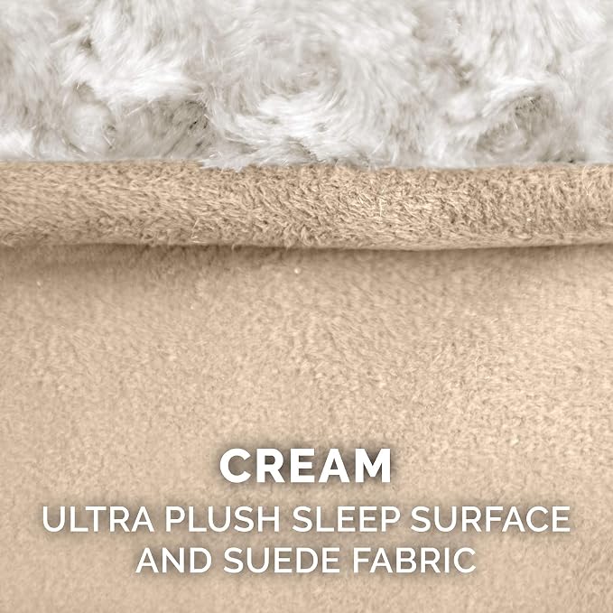 Furhaven Replacement Dog Bed Cover Ultra Plush Faux Fur & Suede Contour Luxe Lounger, Machine Washable - Cream, Jumbo (X-Large)